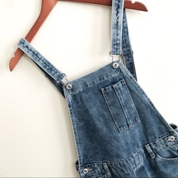 ONLY Kim Witty Blue Denim Overalls Adjustable Straps Women’s Size 6 - Picture 6 of 7